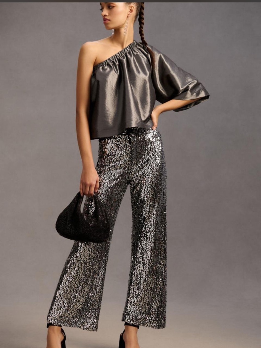 Anthropologie’s Maeve Colette Cropped with Sequined Wide-Leg Pants